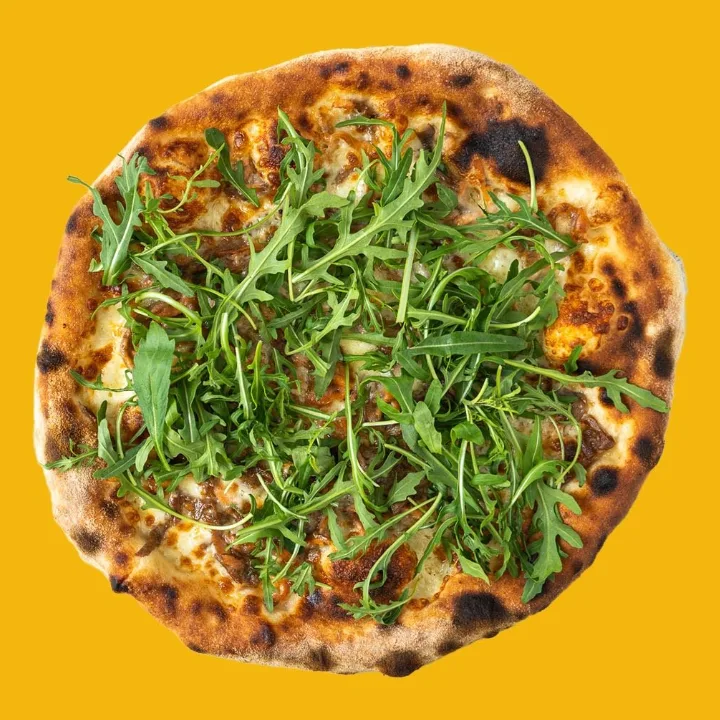 Al Salmone pizza from Good Eats, top view
